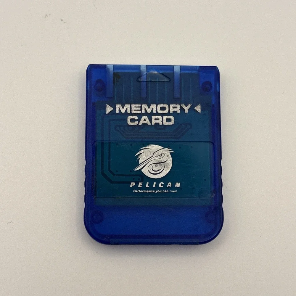 Pelican Memory Card Playstation PS Blue PS1 PS2 Console Accessory Tested